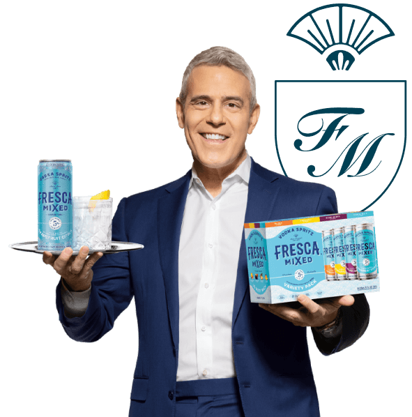 Andy Cohen serving Fresca Mixed drinks